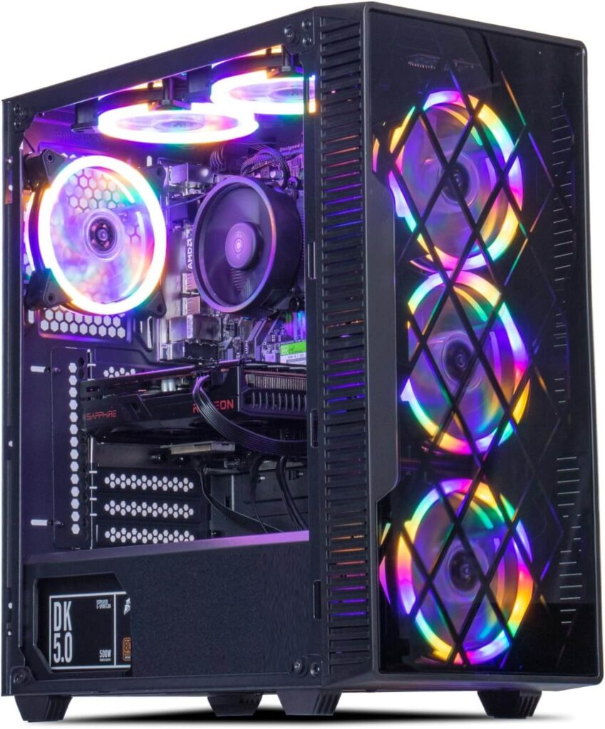 MXZ Gaming PC Desktop Computer, AMD Ryzen 5 4500, GTX1660S 6GB,16GB DDR4, NVME 500G SSD, 6RGB Fans, Win 11 Pro Ready, Gamer Desktop Computer(R5 4500| GTX1660S)