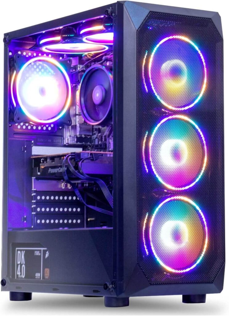 MXZ Gaming PC Desktop Computer, AMD Ryzen 5 5600X, RTX 5060, 16GB DDR4, NVME 1 T SSD, 6RGB Fans, Win 11 Pro Ready, Gamer Desktop Computer(R5 5600X| RTX5060)