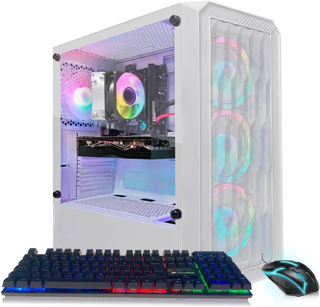 STGAubron Gaming PC Computer Desktop, AMD Ryzen 5 2600 up to 3.9G, GeForce RTX 3050 6G, 16GB DDR4, 1TB SSD, WiFi 6, BT 5.2, RGB Fan x4, Windows 11 Home