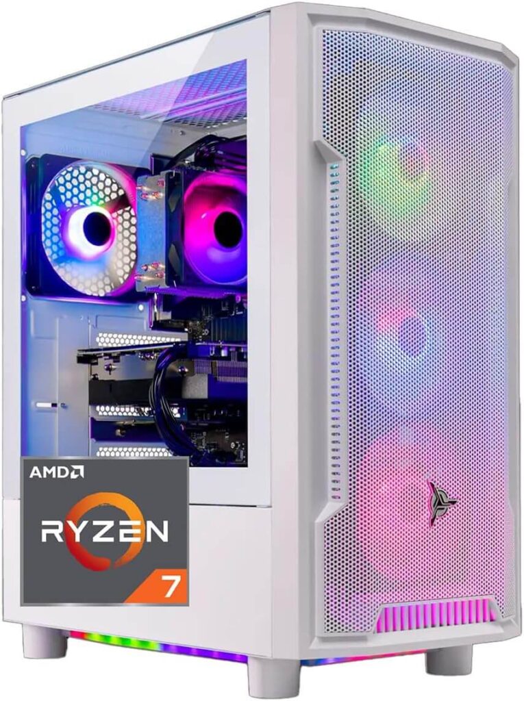 Skytech Gaming Archangel Desktop PC, Ryzen 7 5700 3.7 GHz (4.6GHz), AMD RX 6600 8GB, 1TB NVMe SSD, 16GB DDR4 RAM 3200, 650W Gold PSU, Wi-Fi, Win 11